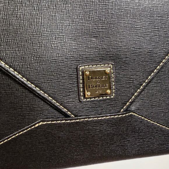 New Dooney & Bourke Envelope Slim Leather Wallet Black Organizer Clutch 9x6 - Picture 2 of 13